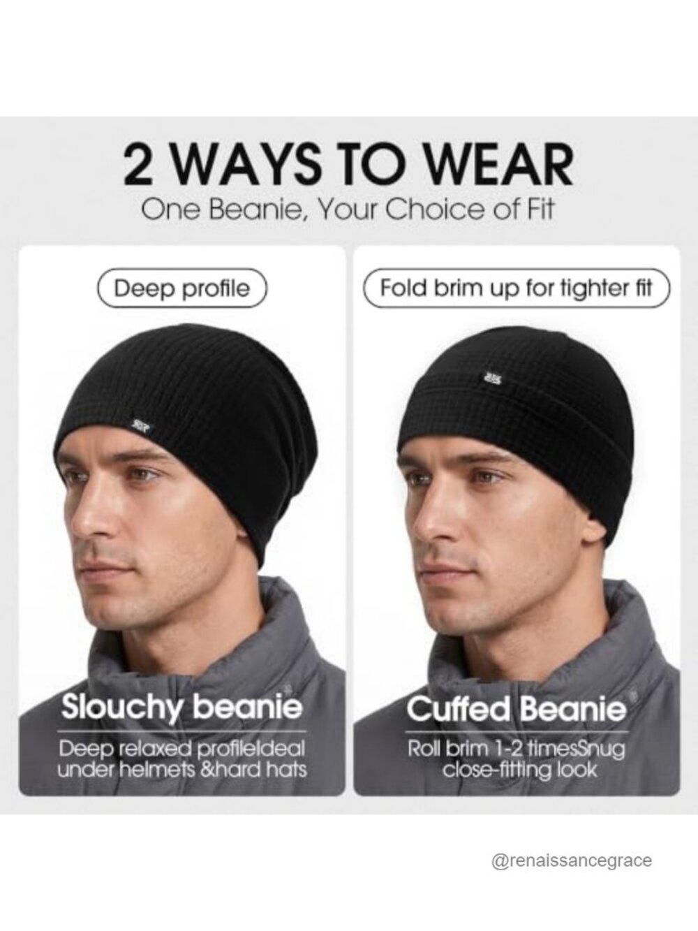 Slouchy Beanie Unisex Winter Knit Hat Soft Stretchy Lightweight
